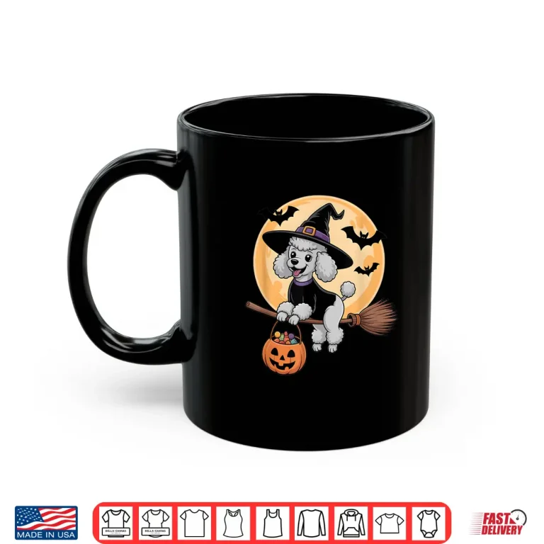Mug Poodle Witch Hat Pumpkin Halloween Costume Men Women Kids Shirt
