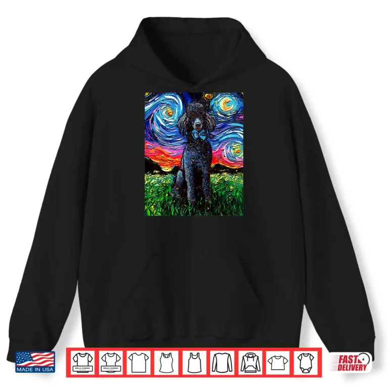 Hoodie Black Standard Poodle Starry Night Dog Art by Aja Shirt