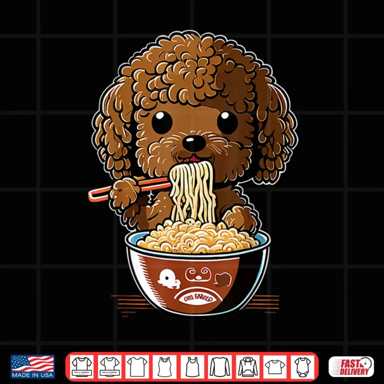 Design Cute Toy Poodle Dog Eating Ramen Shirt