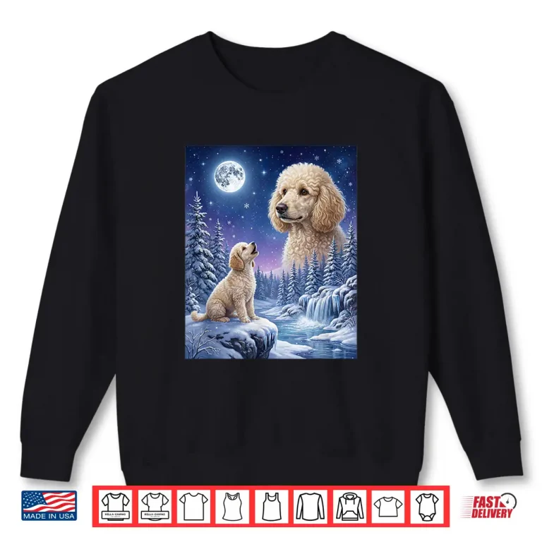Sweatshirt Howling to The Moon Meme Animal Dog Poodle Shirt