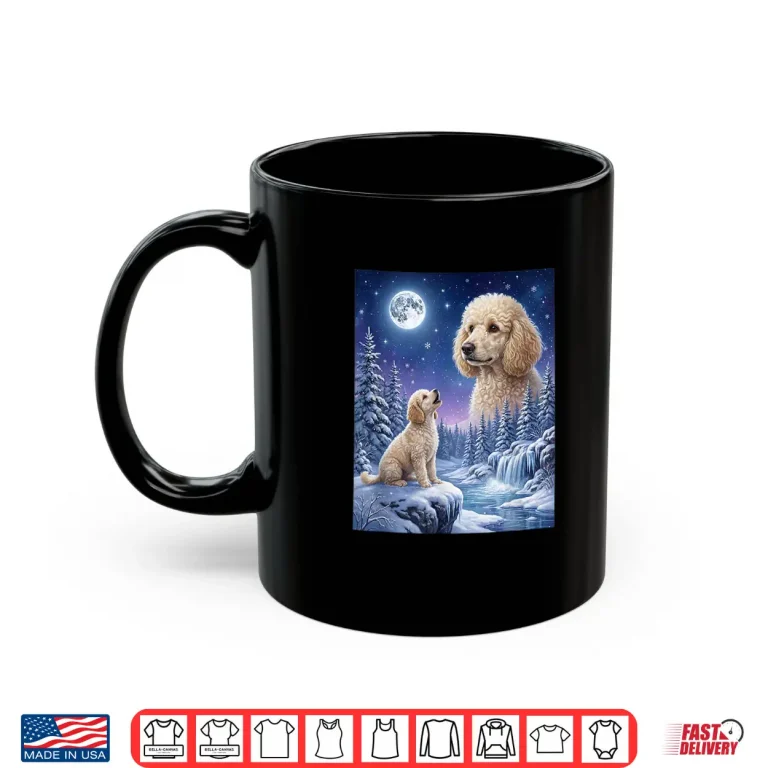Mug Howling to The Moon Meme Animal Dog Poodle Shirt