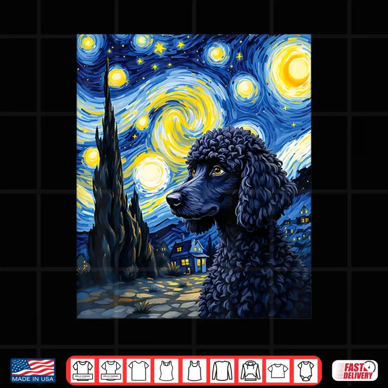 Design Poodle Puppy Van Gogh Starry Night Style Graphic Shirt