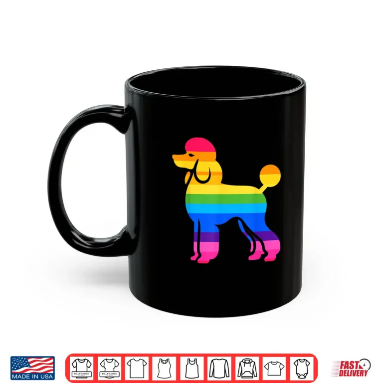 Mug Retro Poodle Rainbow LGBT Lesbian Gay Pride Poodle Shirt