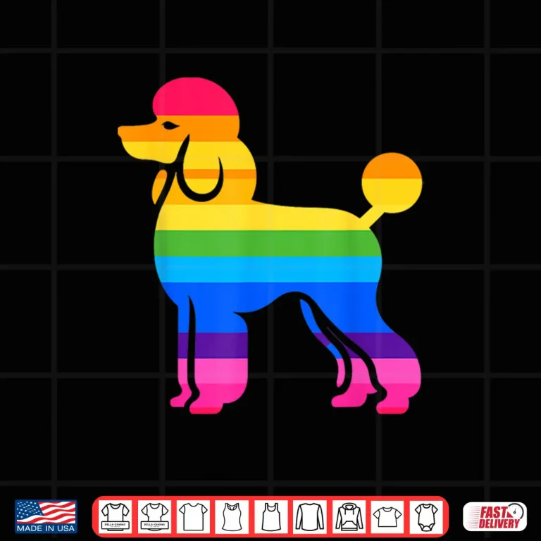 Design Retro Poodle Rainbow LGBT Lesbian Gay Pride Poodle Shirt