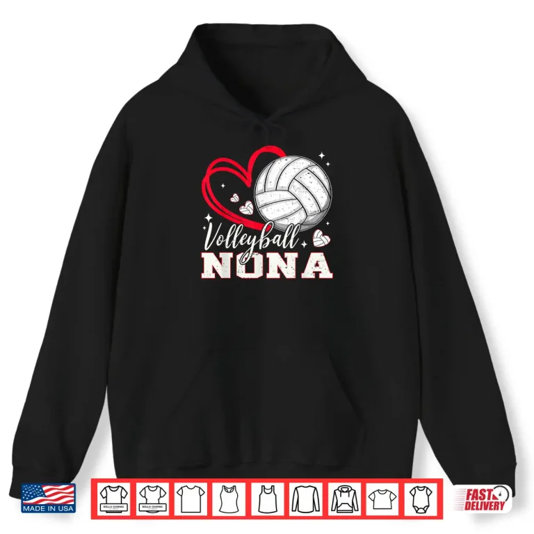 Hoodie Volleyball Nona Family Matching Cute Volleyball Heart Shirt