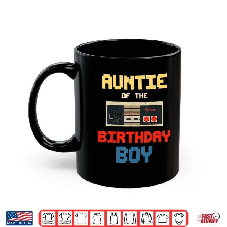 Mug Aunt of The Birthday Boy Matching Family Video Game Party Shirt