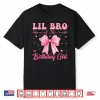 Lil Bro Of The Birthday Girl Family Pink Coquette Bow Party Shirt
