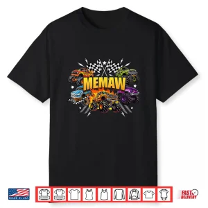 Memaw Retro Monster Truck Family Crew Birthday Matching Shirt