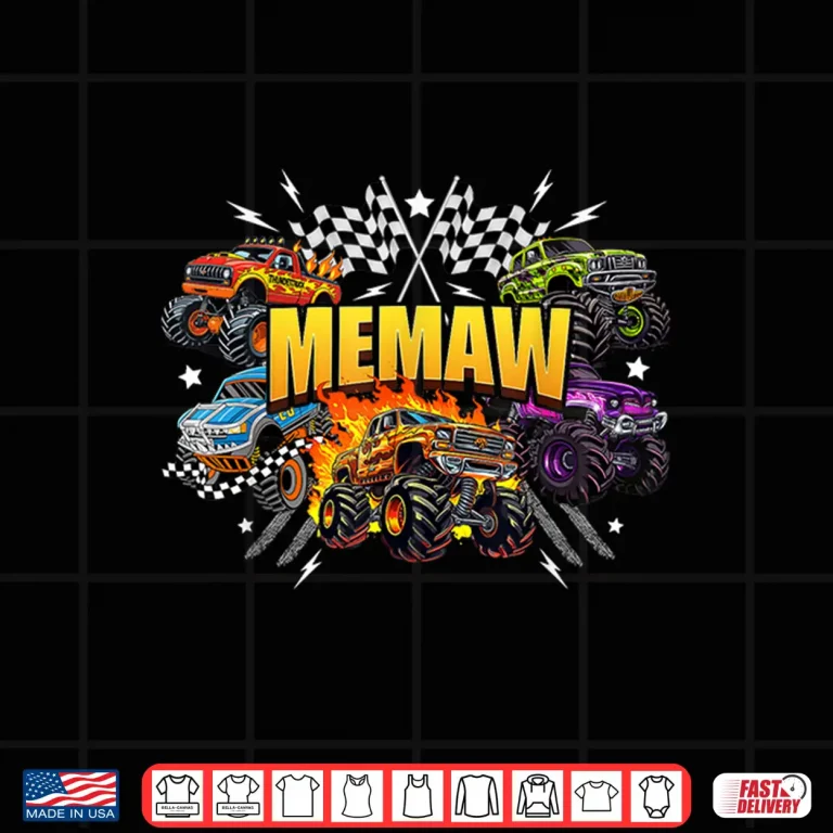 Design Memaw Retro Monster Truck Family Crew Birthday Matching Shirt