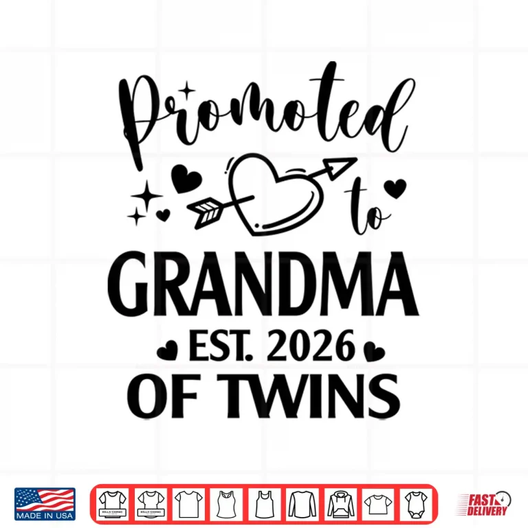 Design Promoted to Grandma of Twins Est 2026 Gender Reveal Heart Shirt