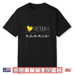 Softball Nannie Softball Heart Family Matching Shirt