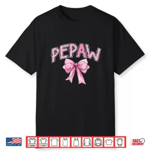 Pepaw Birthday Girl Matching Coquette Pink Bow Shirt
