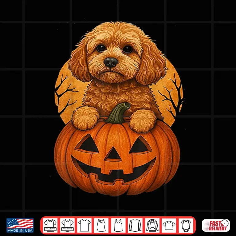 Design Cavapoo Pumpkin Halloween Costume Toddler Kids Men Women Shirt