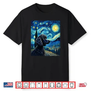Elegant Poodle Van Gogh Starry Night Graphic Shirt