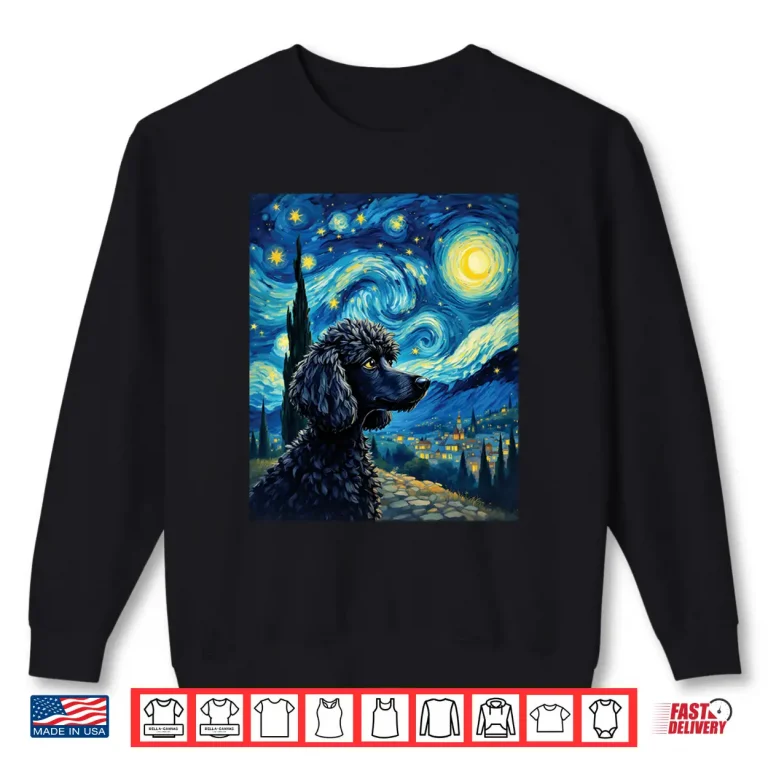 Sweatshirt Elegant Poodle Van Gogh Starry Night Graphic Shirt