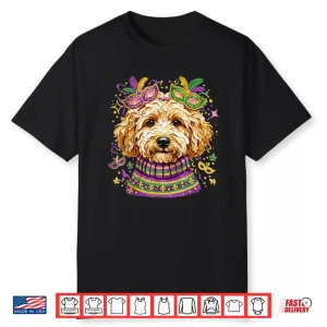 Mardi Gras Dog Shirt Cute Doodle Poodle Carnival Purple Shirt