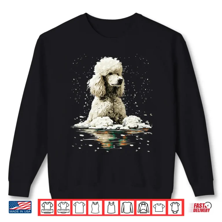Sweatshirt Serene Poodle with Snow Snowy Forest Winter Dog Aesthetic Shirt