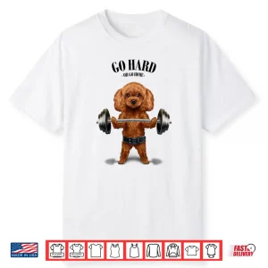 Tan Poodle Dog Weightlifting In Fitness Gym Shirt