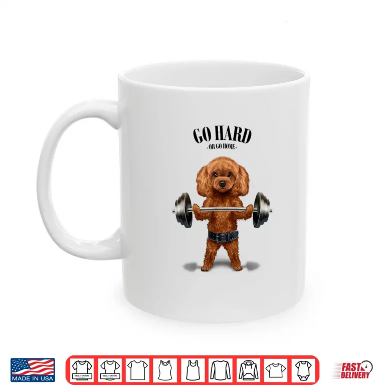 Mug Tan Poodle Dog Weightlifting in Fitness Gym Shirt
