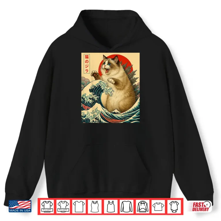 Catzilla Ragdoll Cat Japanese Art Funny Gifts Men Women Kid Shirt 1 Hoodie Catzilla Ragdoll Cat Japanese Art Funny Gifts Men Women Kid Shirt