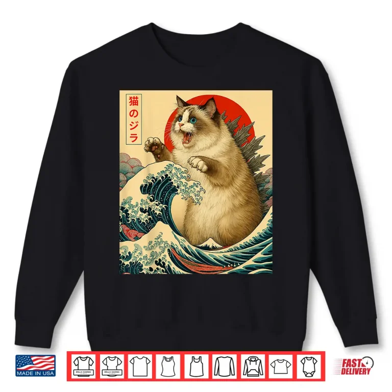 Catzilla Ragdoll Cat Japanese Art Funny Gifts Men Women Kid Shirt 2 Sweatshirt Catzilla Ragdoll Cat Japanese Art Funny Gifts Men Women Kid Shirt