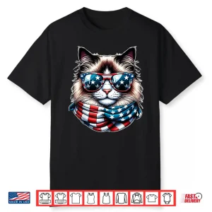 Ragdoll Cat American Flag Usa Patriotic Cat 4Th Of July Shirt