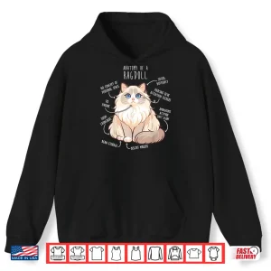 Ragdoll Cat Anatomy Funny Cute Pet Mom Dad Cream Bicolor Shirt