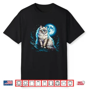 Ragdoll Cat Moonlit Rooftop Night Feline Spirit Shirt