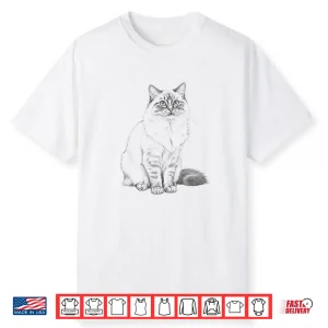 Vintage Ragdoll Cat Sketch Art Design Shirt