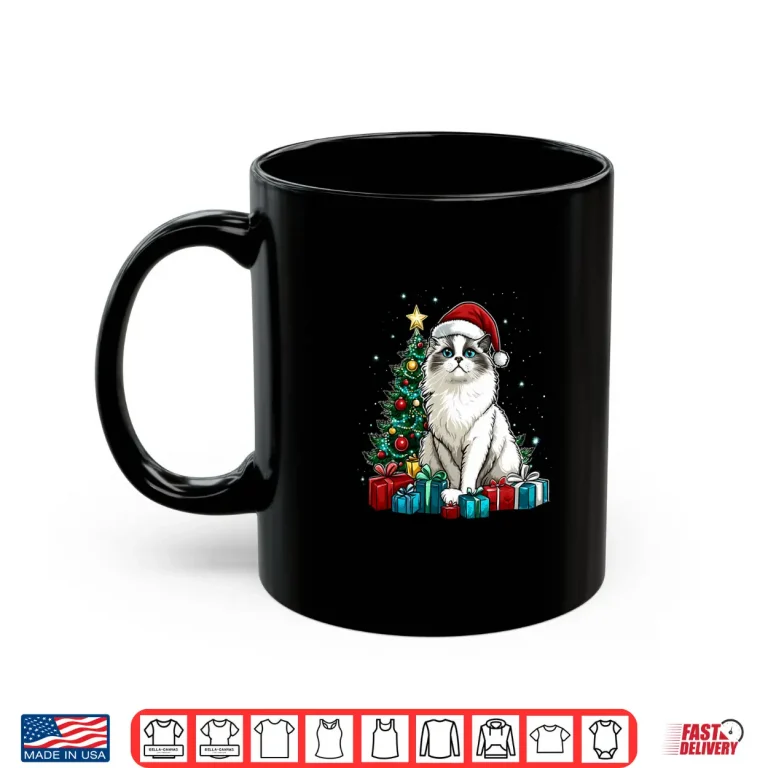 Mug Christmas Cat with Christmas Hat Ragdoll Cat Shirt