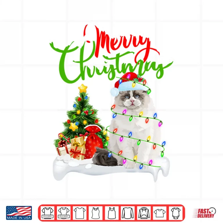 Design Funny Ragdoll Cat Lover Xmas Lighting Ragdoll Cat Christmas Shirt