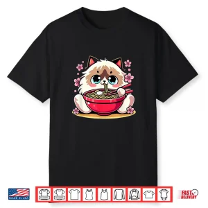 Kawaii Ragdoll Cat Eating Ramen Shirt