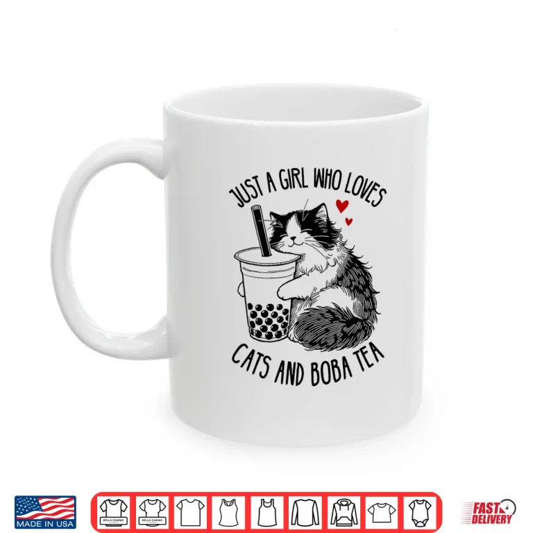 Mug Just A Girl Who Loves Cats and Boba Tea Ragdoll Cat Lover Shirt