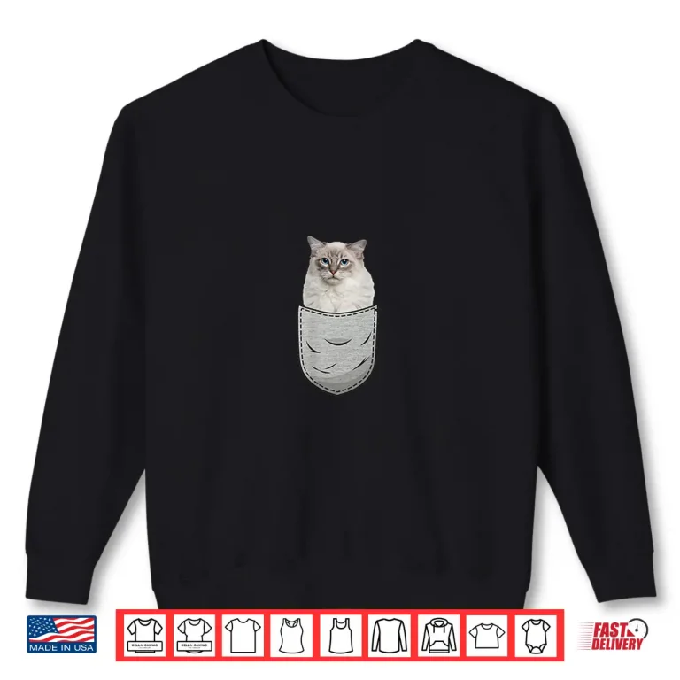 Sweatshirt Ragdoll Cat Chest Pocket for Cat Owners Shirt