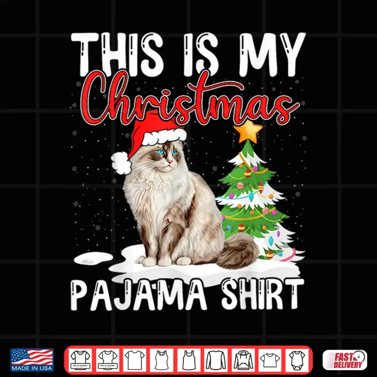 Design Ragdoll Cat Christmas Pajama Shirt Cute Holiday Funny Design Men Women Kids Shirt