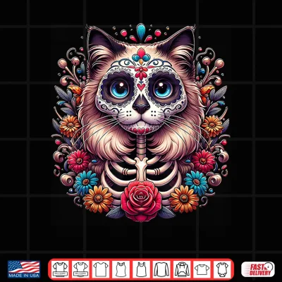 Design Ragdoll Cat Dia De Los Muertos Ragdoll Cat Halloween Cat Shirt