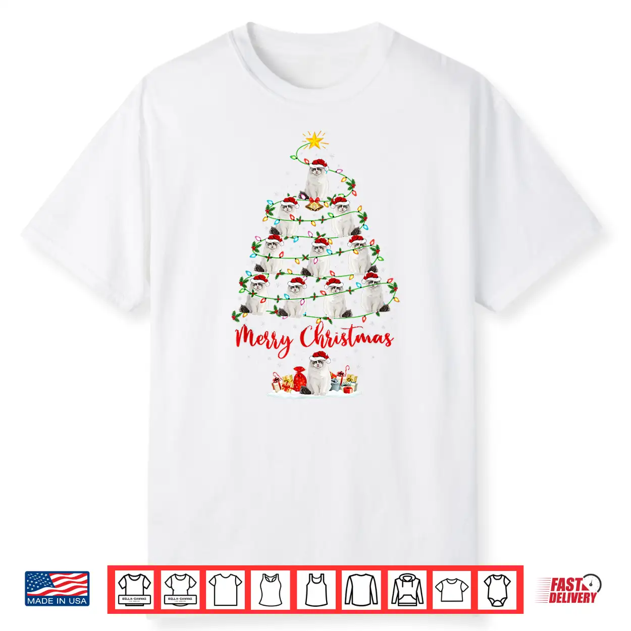 Ragdoll Cat Xmas Lighting Santa Ragdoll Cat Christmas Tree Shirt