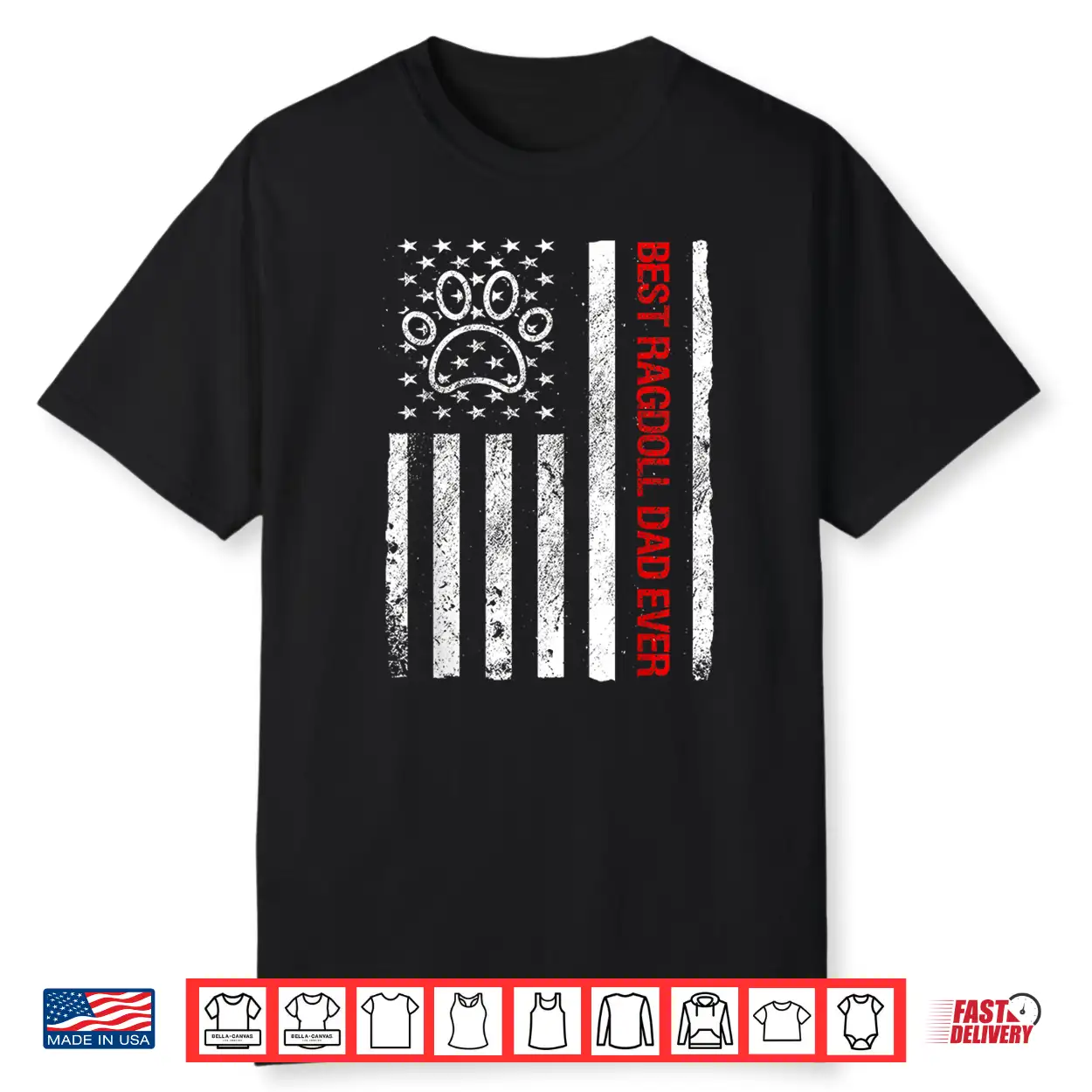 Ragdoll Dad Usa Flag Cat Funny Ragdoll Cat Owner Lovers Shirt