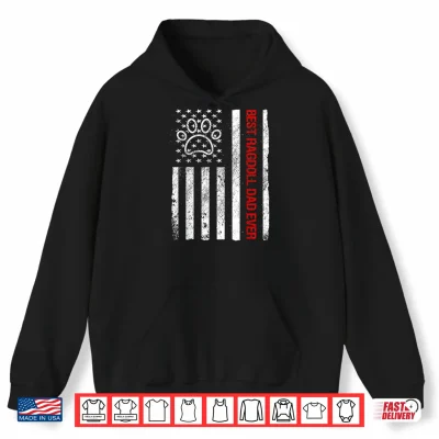 Hoodie Ragdoll Dad USA Flag Cat Funny Ragdoll Cat Owner Lovers Shirt