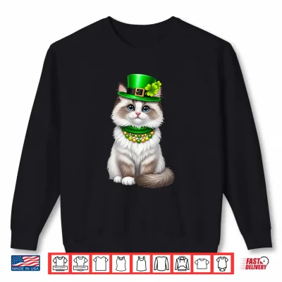 Sweatshirt St Patricks Day Ragdoll Cat Leprechaun Hat Shamrock Shirt