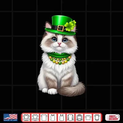 Design St Patricks Day Ragdoll Cat Leprechaun Hat Shamrock Shirt