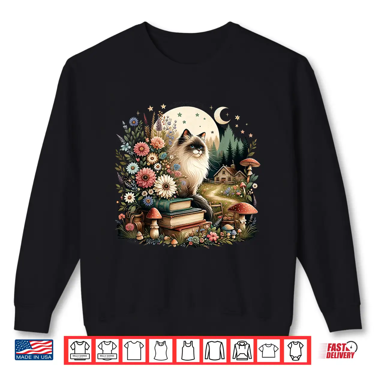 Cute Mushroom Cottagecore Aesthetic Ragdoll Cat Shirt