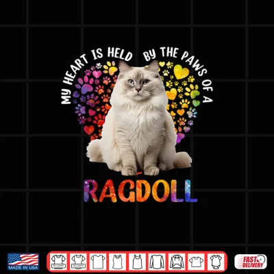 Design My Heart Is Held By The Paws Of A Ragdoll Funny Cat Lovers Shirt