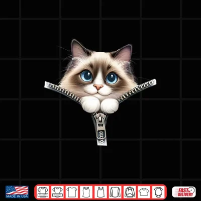 Design Ragdoll Cat Funny Zipper Cats Cute Kitty Lover Gift Shirt