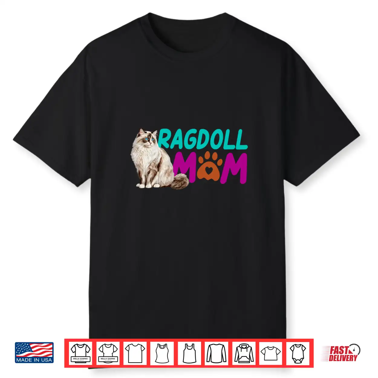 Ragdoll Mom Cat Lover Cute Paw Print Graphic Tee For Women Shirt