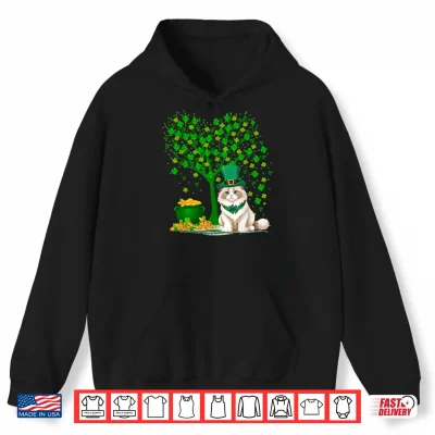 Hoodie Shamrock Tree Leprechaun Hat Ragdoll Cat St Patricks Day Shirt