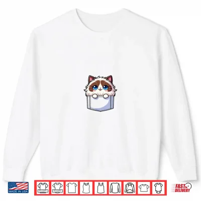 Sweatshirt Adorable Chibi Japanese Pocket Kawaii Ragdoll Cat Shirt
