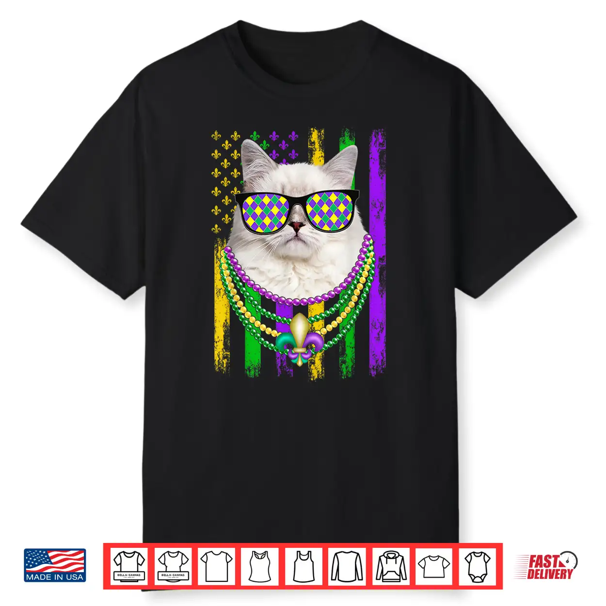 Cute Ragdoll Cat Lover American Flag Mardi Gras Shirt