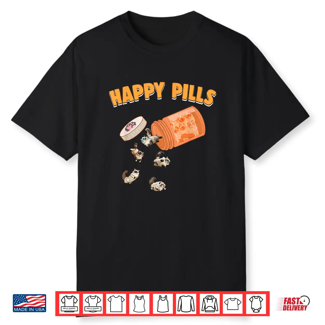 Happy Pills Ragdoll Cat Funny Kitten Feline Lovers Pet Humor Shirt