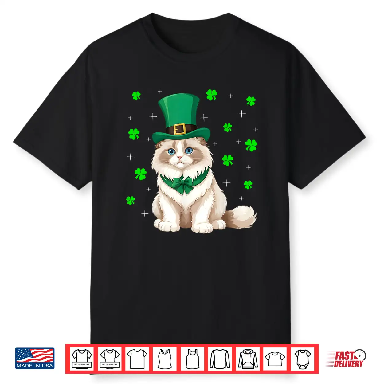 Irish Shamrock Leprechaun Hat Ragdoll Cat St Patrick’S Day Men Women Kids Shirt